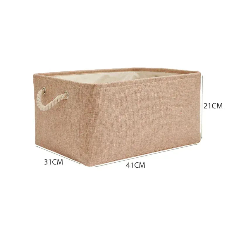 EMESA HOME Cotton Linen Folding Storage Basket – Organizer for Toys, Clothes, Sundries – Cabinet Bag, Collapsible Laundry Hamper for Home Use - EMESA HOME™