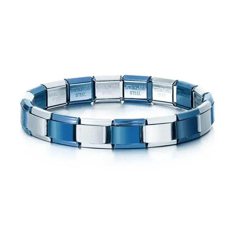 EMESA HOME 9mm Italian Charm Bracelet – Fashion Stainless Steel Elastic Link Chain Bangle, DIY Customizable Jewelry for Women & Men - EMESA HOME™