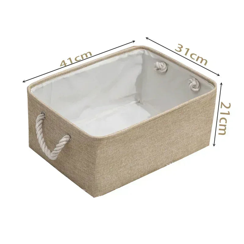 EMESA HOME Cotton Linen Folding Storage Basket – Organizer for Toys, Clothes, Sundries – Cabinet Bag, Collapsible Laundry Hamper for Home Use - EMESA HOME™