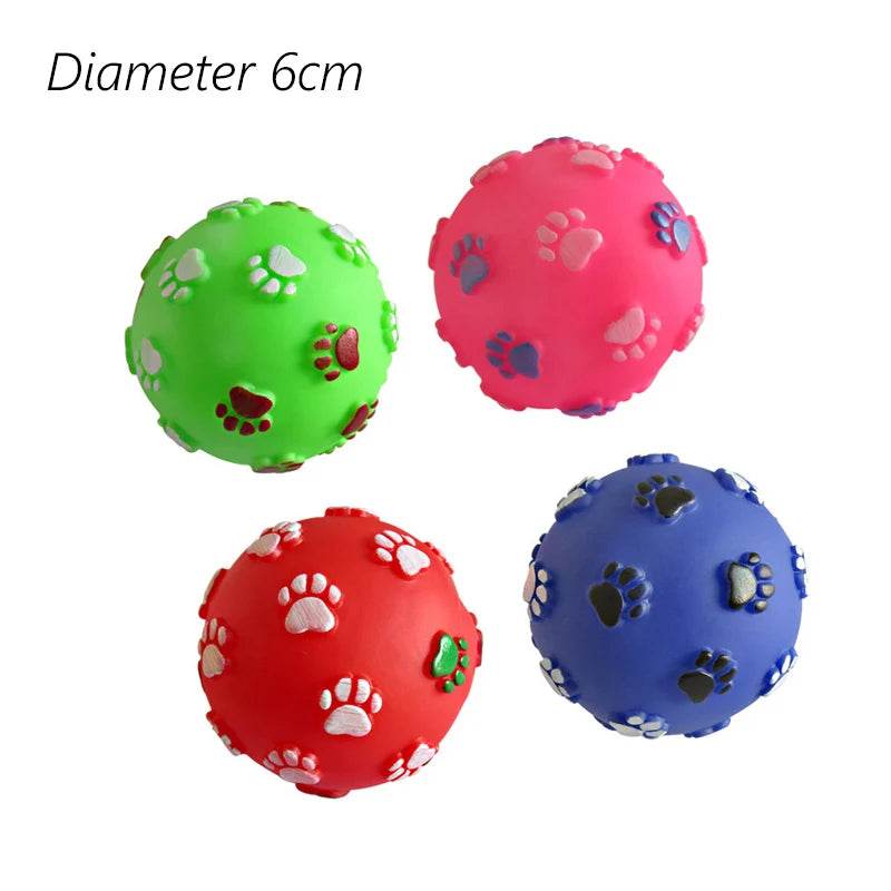 EMESA HOME 6cm Squeaky Rubber Dog Ball – Small Chew Toy for Puppies and Small Dogs, Durable and Fun Pet Toy Footprint Ball 1pcs random color