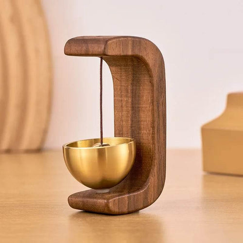 EMESA HOME Magnetic Wooden Doorbell Chime – Vintage Walnut Wind Chime with Copper Bell, Hanging Wind bell Home Decoration - EMESA HOME™