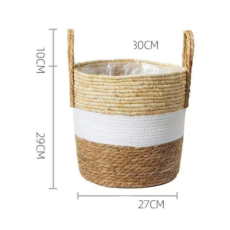 EMESA HOME Fancy Natural Planter Basket Wicker Flower Pot  Bamboo Seagrass Storage Baskets Toy Holders Home Garden Decor