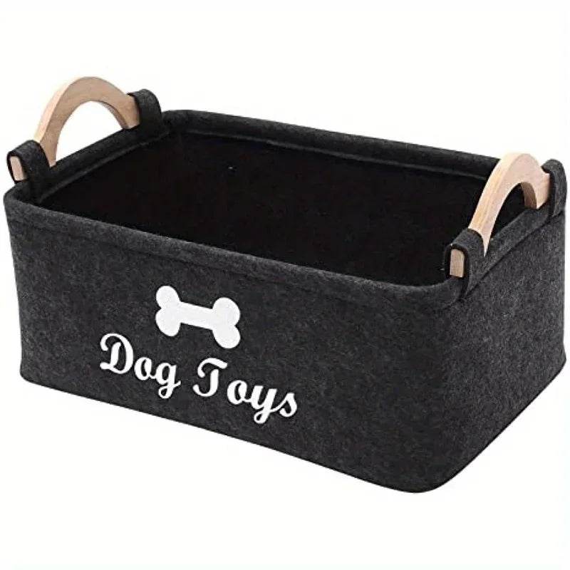 EMESA HOME Felt Pet Toy Box – Dog Toy Storage Basket for Organizing Pets (38X25X18)cm