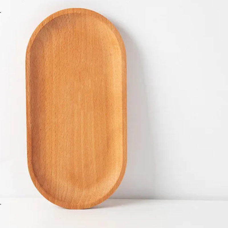 EMESA HOME Beech Wood Serving Plate – Oval & Rectangular Wooden Tray for Fruit, Desserts, Candy & Home Tableware