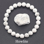 Howlite bracelet with a howlite stone on a dark background