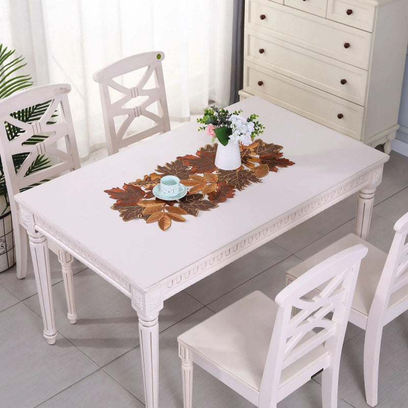 EMESA HOME Autumn Maple Leaves & Harvest Pumpkin Linen Table Runner