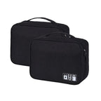 Two black travel bags with a visible brand logo on a white background