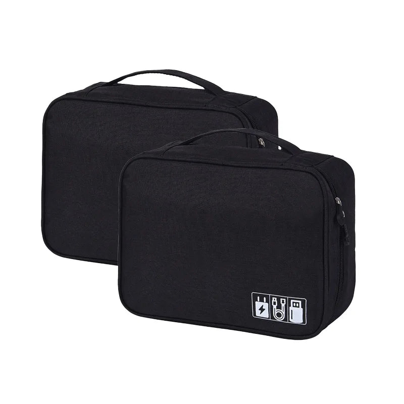 Two black travel bags with a visible brand logo on a white background