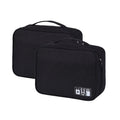 Two black travel bags with a visible brand logo on a white background