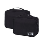 Two black travel bags with a visible brand logo on a white background