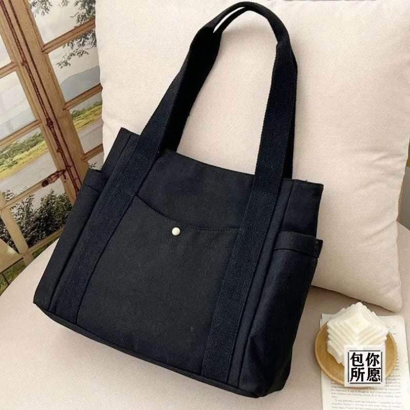 EMESA HOME Large Canvas Tote Bag – For Work, Commuting, College Style, Student Outfit, Book, and Shoulder Carrying - EMESA HOME™