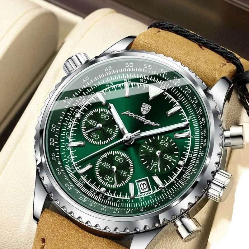 EMESA HOME Luxury Men's Watch - Quartz Waterproof Luminous Date Chronograph, Leather Military Sports Wristwatch - EMESA HOME™