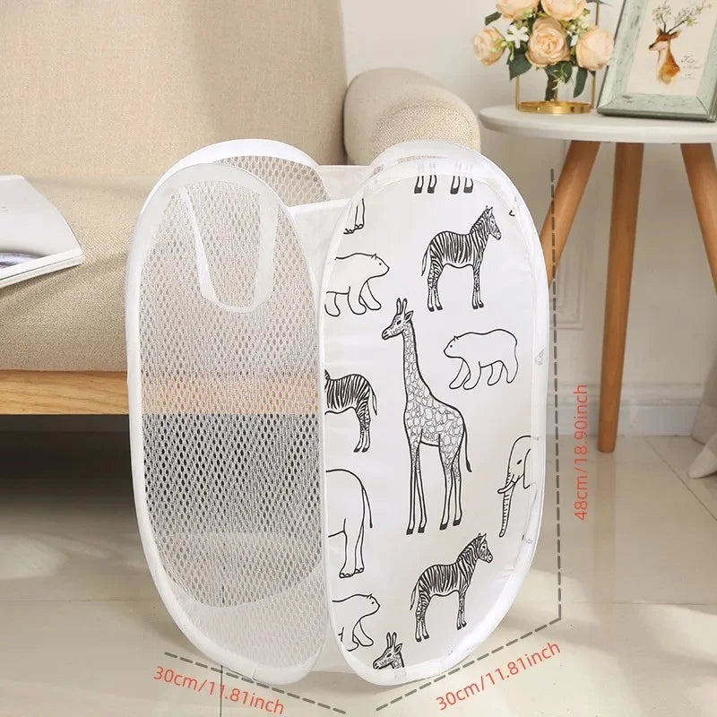 Circular mat with animal illustrations on a living room floor