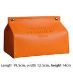 Orange pouch with text on a white background