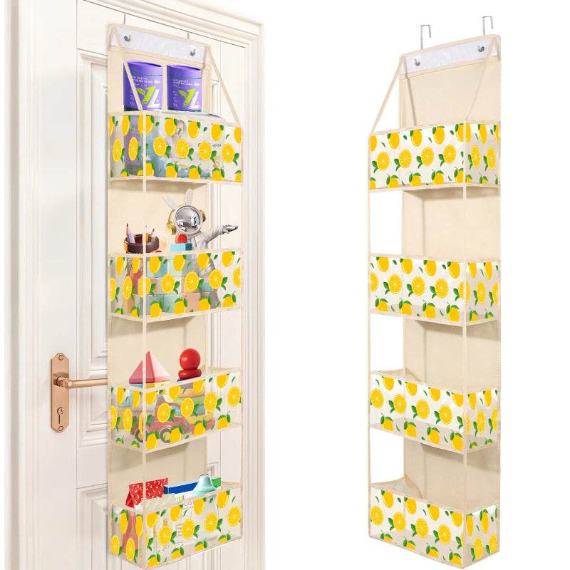 EMESA HOME Over-the-Door Hanging Organizer – 4/6 Layer Storage for Cosmetics, Nursery, Bathroom, Closet, Bedroom & Dorm 4 Layers-lemon