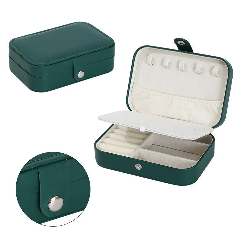 Boîte à bijoux portable Emesa Home – Organisateur de bijoux en cuir avec rangement zippé pour le voyage et l'exposition