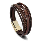 EMESA HOME Trendy Leather Bracelets For Men Stainless Steel Bracelet 21CM Multilayer Braided Rope Bracelets for Male Jewelry Gifts - EMESA HOME™