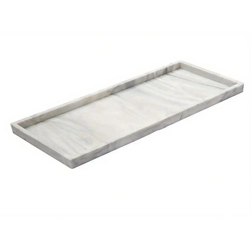 Rectangular marble tray on a white background