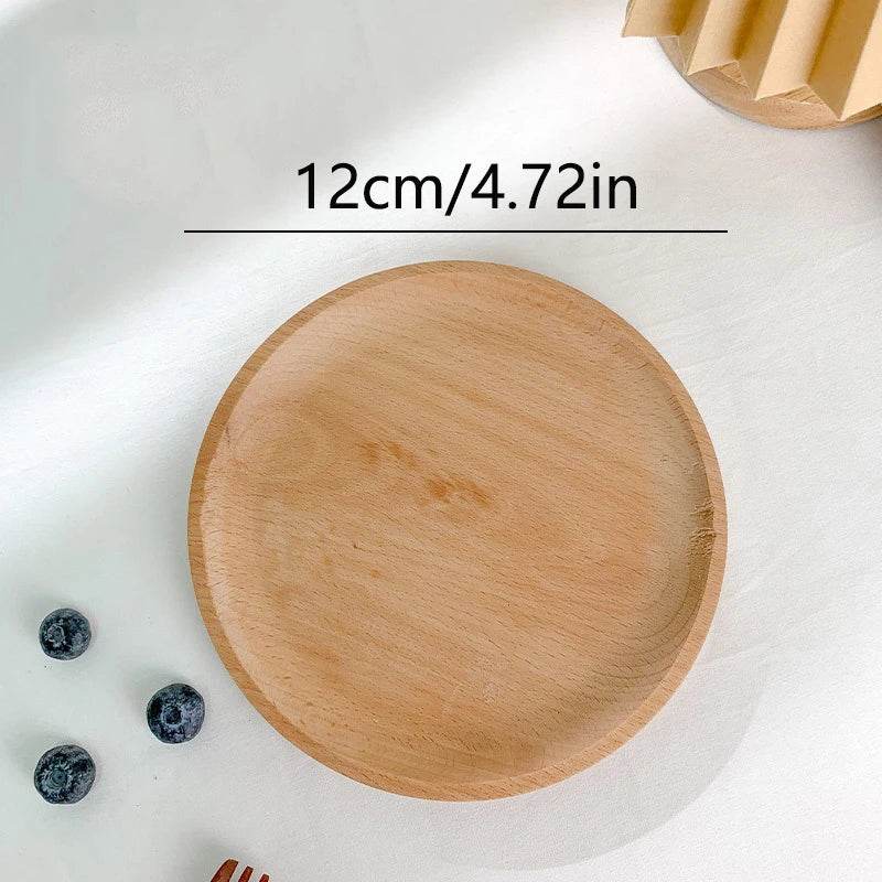 EMESA HOME Wheat Stalk Round Wooden Tray, Japanese-Style Heat-Resistant Dessert Plate for Coffee & Tea - Emesa Home