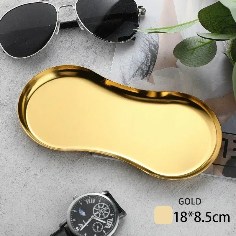 EMESA HOME Gold & Silver Stainless Steel Water Drop-Shaped Cosmetics, Jewelry & Dining Tray – Multi-Functional Home Storage Container - EMESA HOME™