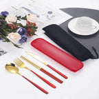EMESA HOME 4piece Cutlery Set Knife Fork Spoon Chopsticks Box Cutlery Portable Cutlery Travel Cutlery with box.. - EMESA HOME™