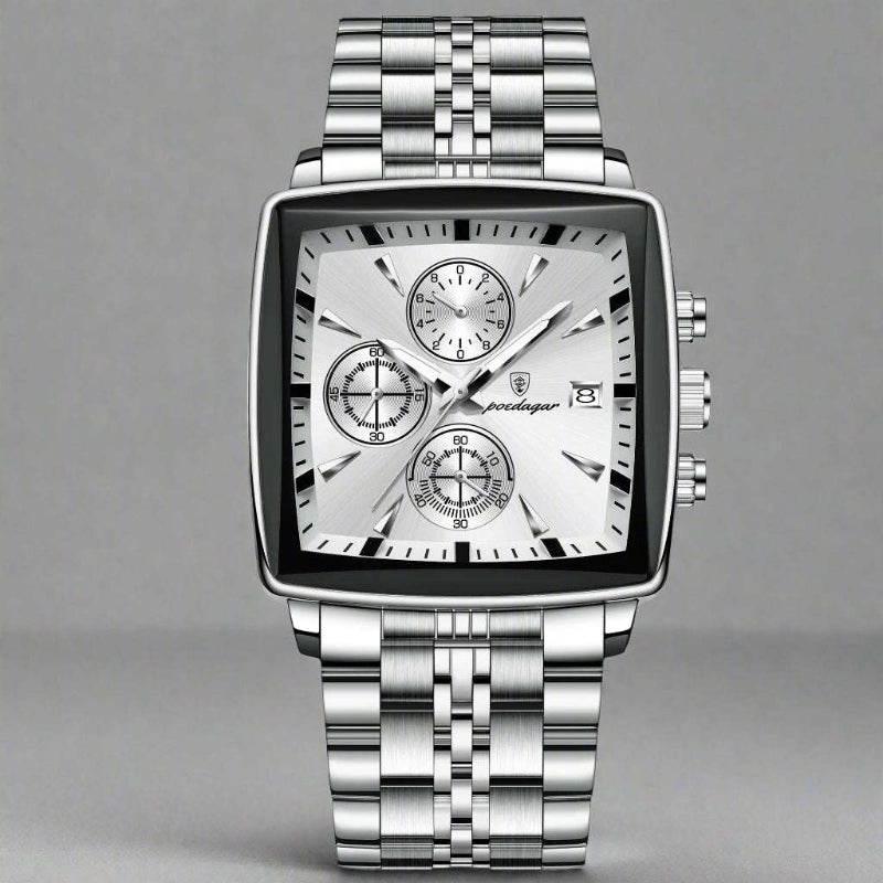 EMESA HOME Luxury Square Sport Man Wristwatch Waterproof Luminous Chronograph Quartz Men's Watches Stainless Steel - EMESA HOME™