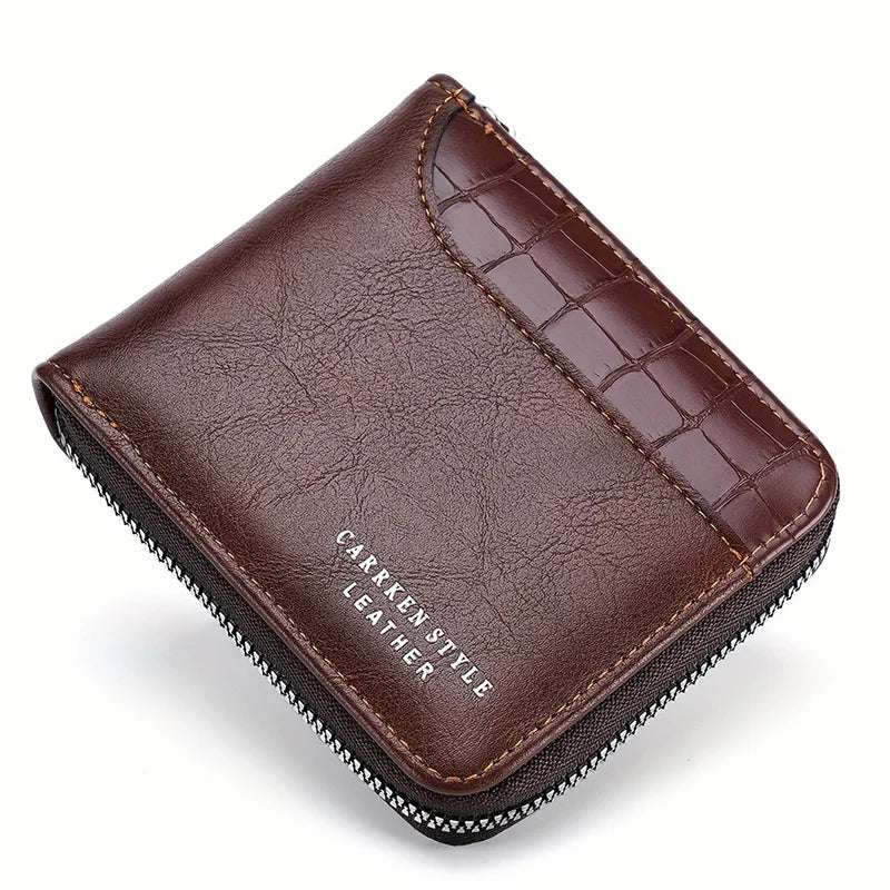 EMESA HOME Leather Men’s Wallet Luxury Men's Purse Male Zipper Card Holders with Coin Pocket Rfid Wallets Gifts for Men Money Bag