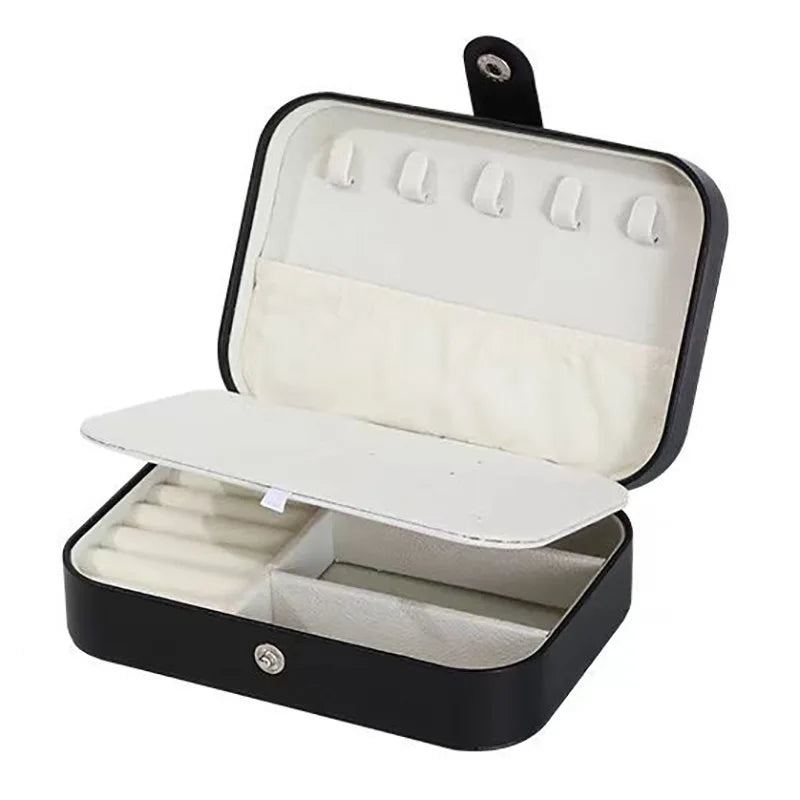 Boîte à bijoux portable Emesa Home – Organisateur de bijoux en cuir avec rangement zippé pour le voyage et l'exposition