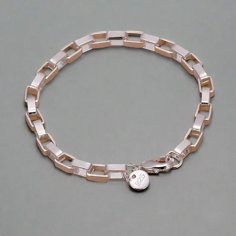 EMESA HOME 925 Sterling Silver Chain Solid Bracelet for Women& Men's Charm Party Gift Wedding Fashion Jewelry - EMESA HOME™