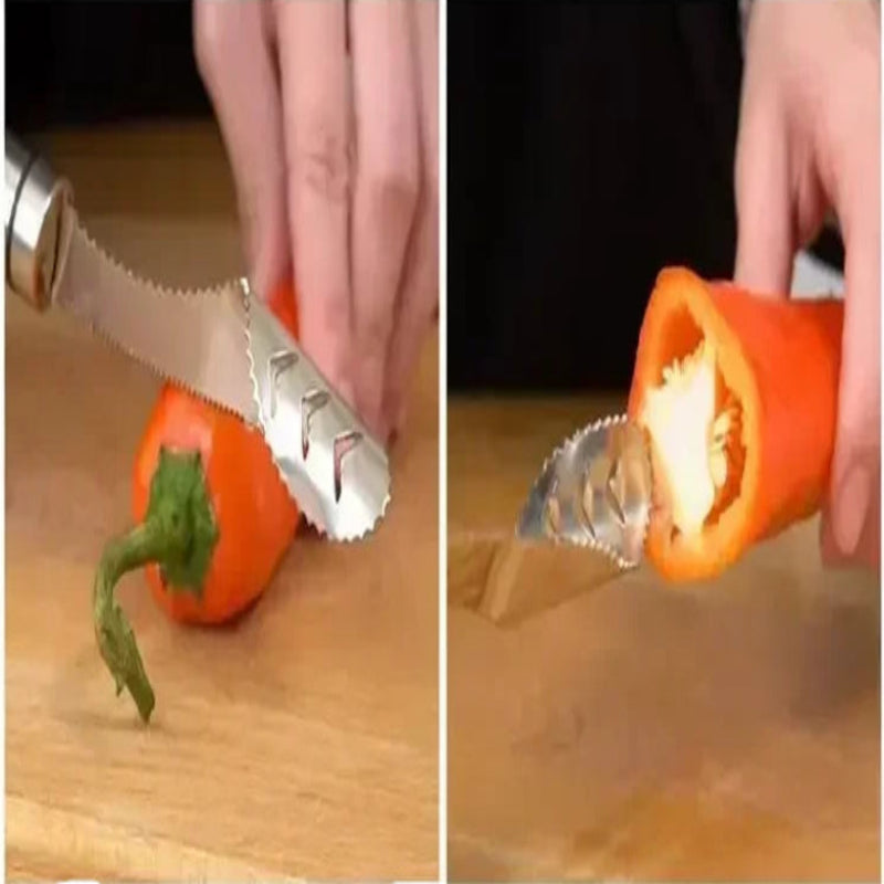 EMESA HOME Stainless Steel Vegetable Corer – Serrated Core Remover Tool for Zucchini, Cucumber & Vegetables