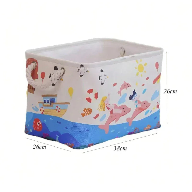 EMESA HOME Cotton Linen Folding Storage Basket – Organizer for Toys, Clothes, Sundries – Cabinet Bag, Collapsible Laundry Hamper for Home Use - EMESA HOME™