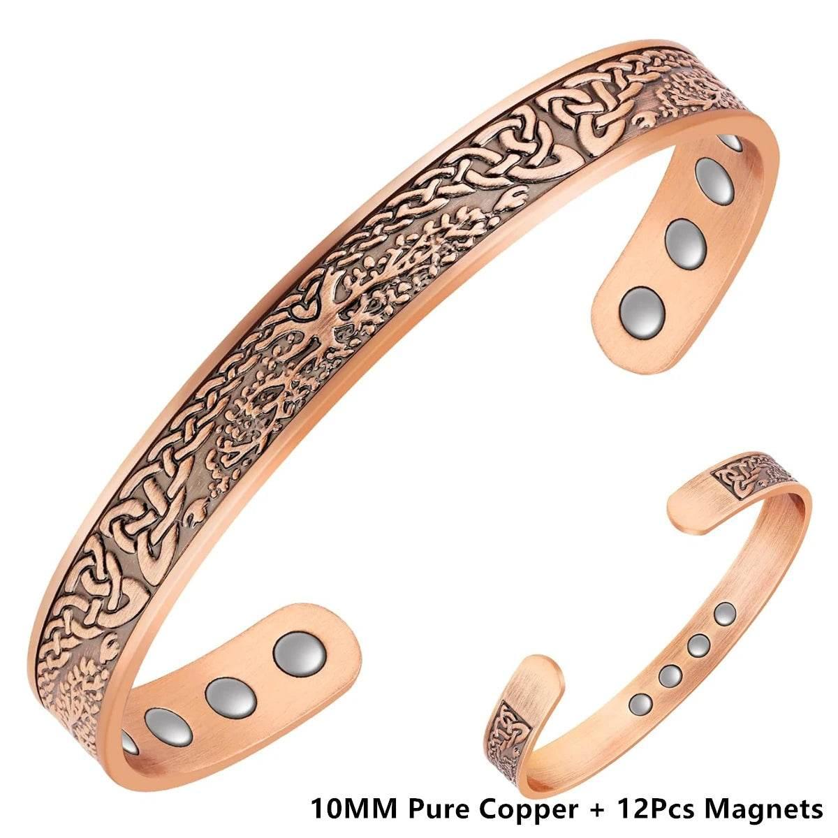 EMESA HOME Vintage Pure Copper Cuff Bracelet with 18Pcs 3500 Gauss Strong Magnets - EMESA HOME™