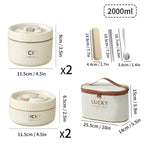 Lucky lunch box set with dimensions and capacity details on a white background