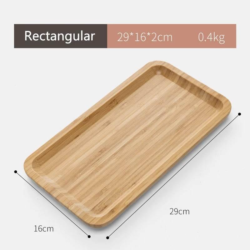 EMESA HOME Simple Japanese Bamboo Tea Tray Kitchen Storage Serving Trays Home Hotel Platter Plate for Dessert Breakfast Coffee Food Tray - EMESA HOME™