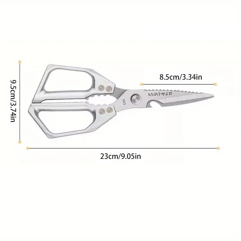 EMESA HOME Multifunctional Kitchen Scissors, Chicken Bone Scissors, Fish Scale Scraper, Bottle Opener, Walnut Clip, Kitchen Knife