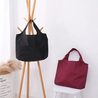EMESA HOME BIG Eco-Friendly Folding Shopping Bag Reusable Portable Shoulder Handbag for Travel Grocery simple solid color grocery bag - product image