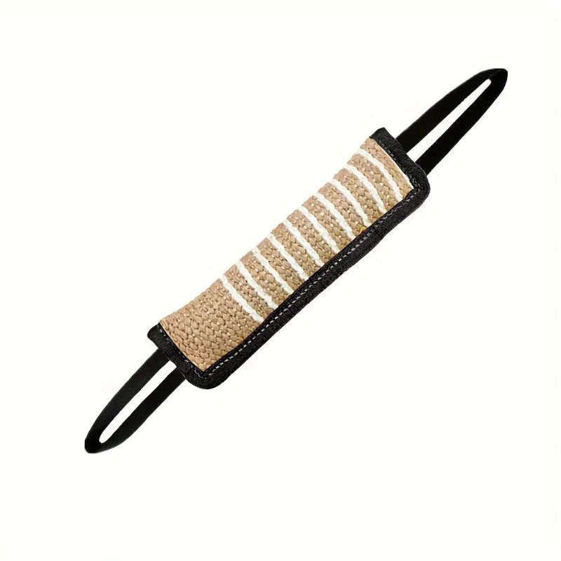 Hair clip with black and beige striped handle on a white background