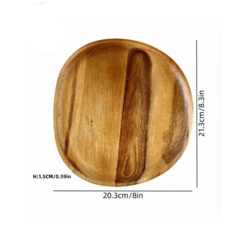 EMESA HOME Japanese Solid Wood Fruit Plate, Multi-Size Wooden Tray, High-Quality Fruit & Snack Serving Tray B 6 Inches