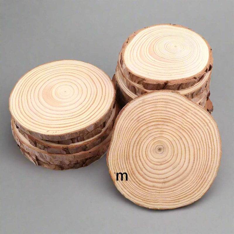 EMESA HOME Natural Pine Round Unfinished Wood Slices are versatile DIY craft materials that can be used for various projects... 10-12cm 2pcs thk 1cm