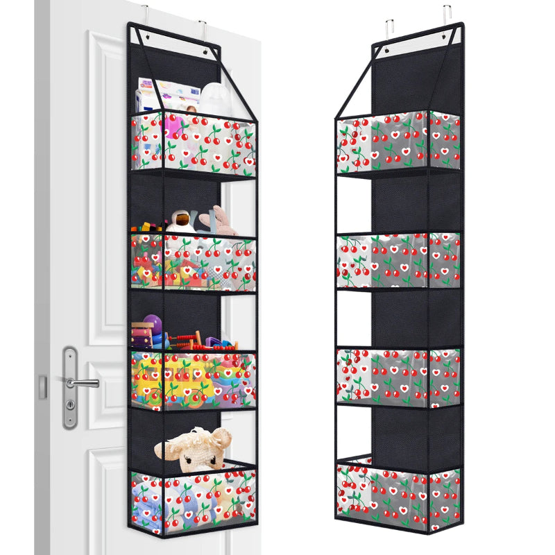 EMESA HOME Over-the-Door Hanging Organizer – 4/6 Layer Storage for Cosmetics, Nursery, Bathroom, Closet, Bedroom & Dorm 4 Layers-BKCherry