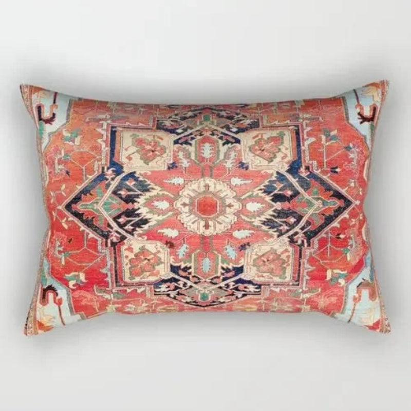 Decorative pillow with geometric pattern on a white background
