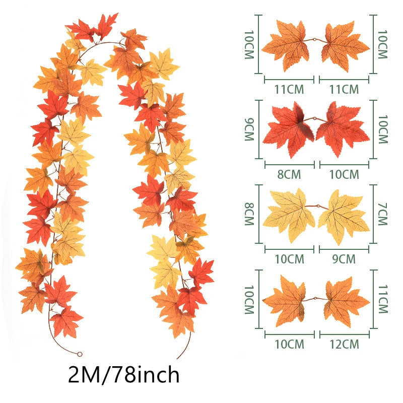EMESA HOME 200CM Artificial Maple Leaf Garland Vine for Autumn Decor