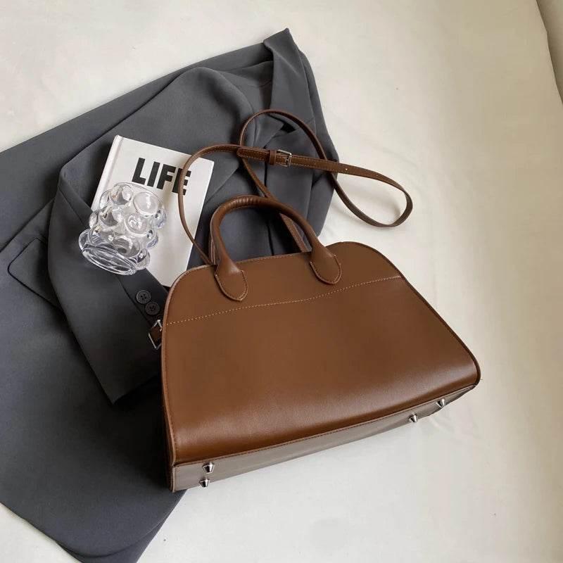 EMESA HOME Red Large Women’s Handbag – Retro Suede Shoulder Tote, Pure Color Shopper Bag, Luxury Designer Style for Daily or Casual Use - EMESA HOME™