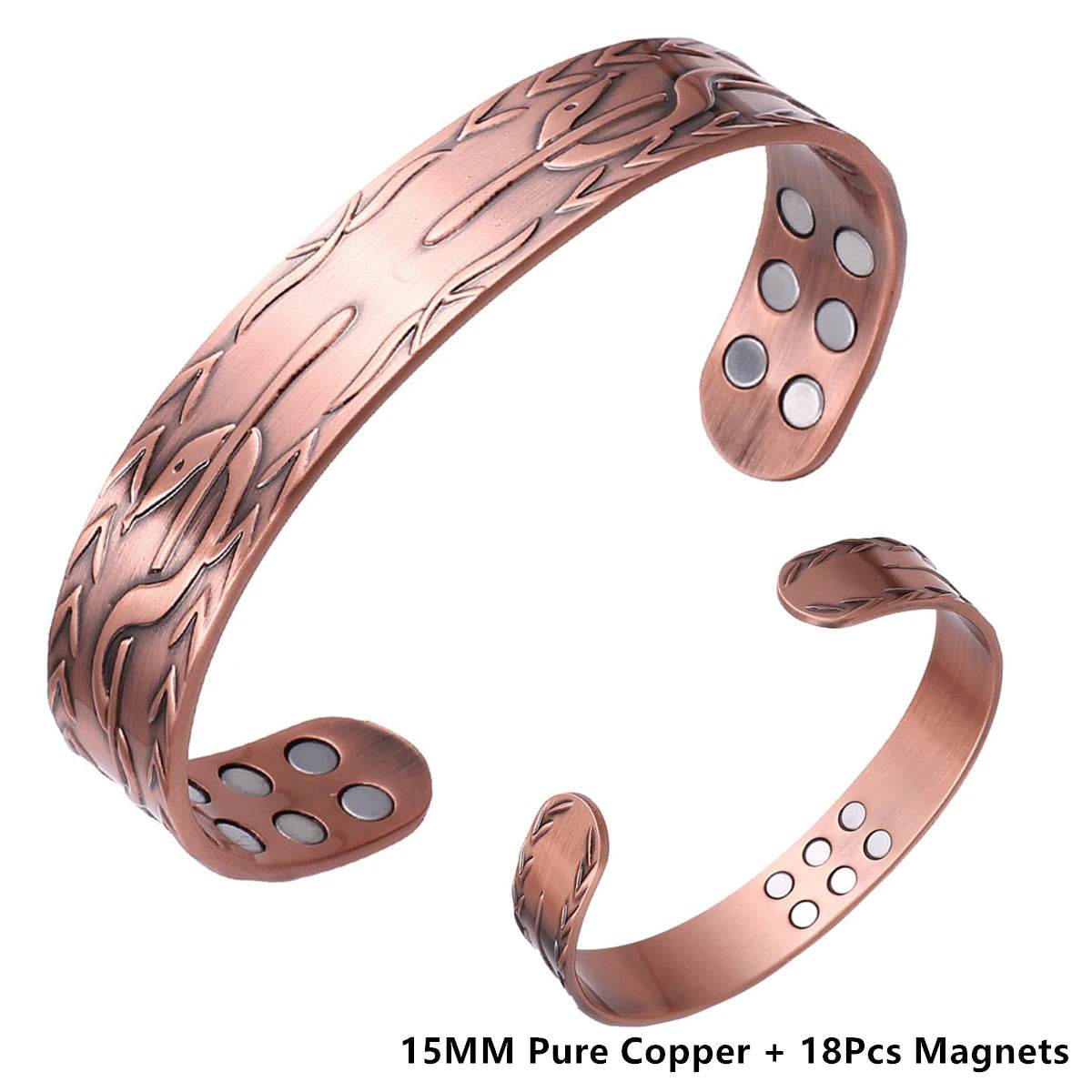 EMESA HOME Vintage Pure Copper Cuff Bracelet with 18Pcs 3500 Gauss Strong Magnets B-C014-1