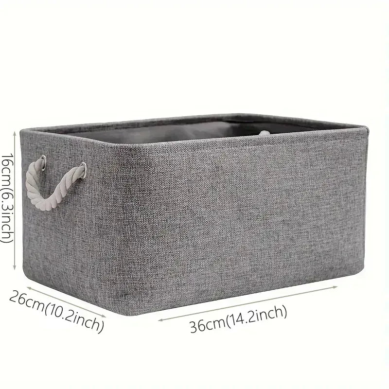 EMESA HOME Cotton Linen Folding Storage Basket – Organizer for Toys, Clothes, Sundries – Cabinet Bag, Collapsible Laundry Hamper for Home Use - EMESA HOME™