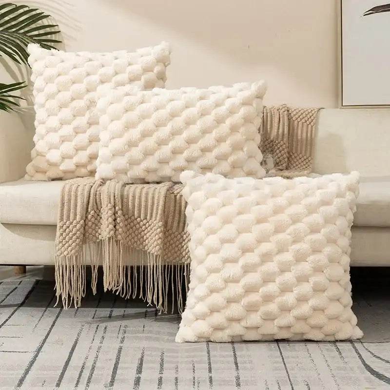 EMESA HOME Woven Snowflake Velvet Pillow Cover – Soft Solid Color Cushion Case for Sofa, Living Room & Home Decor - Emesa Home