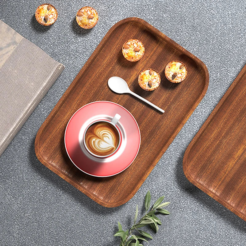 EMESA HOME-Tableware Dessert Round Tray - Walnut Color Japanese Wood Tray, Breakfast Bread Tray, Creative Tea Saucer Coasters, Coffee Coasters