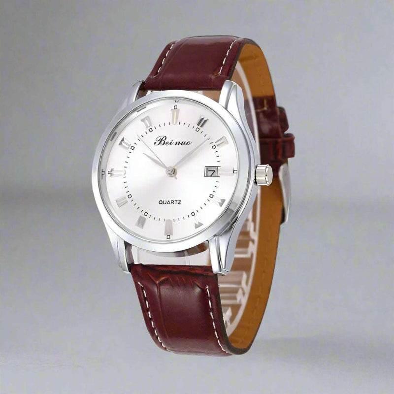 EMESA HOME Men's Luxury Quartz Watch – Simple Leather Strap Fashion Business Wristwatch for Men - EMESA HOME™