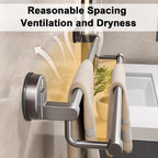 Towel rack with towels hanging on a bathroom wall, emphasizing reasonable spacing, ventilation, and dryness.