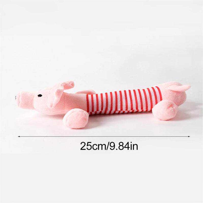 EMESA HOME Stuffingless Squeaky Dog Toy – Durable Crinkle Plush Animal Chew Toy for Pets with Built-in Squeakers Pink